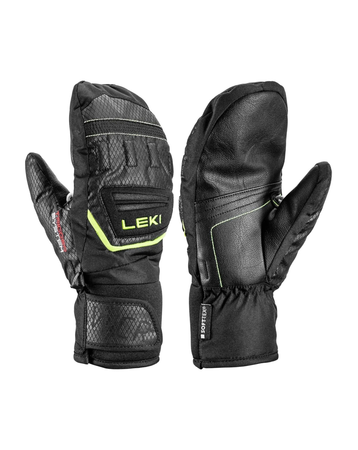 Leki WCR Team 3D Junior Ski Mitts - Black/Ice Lemon