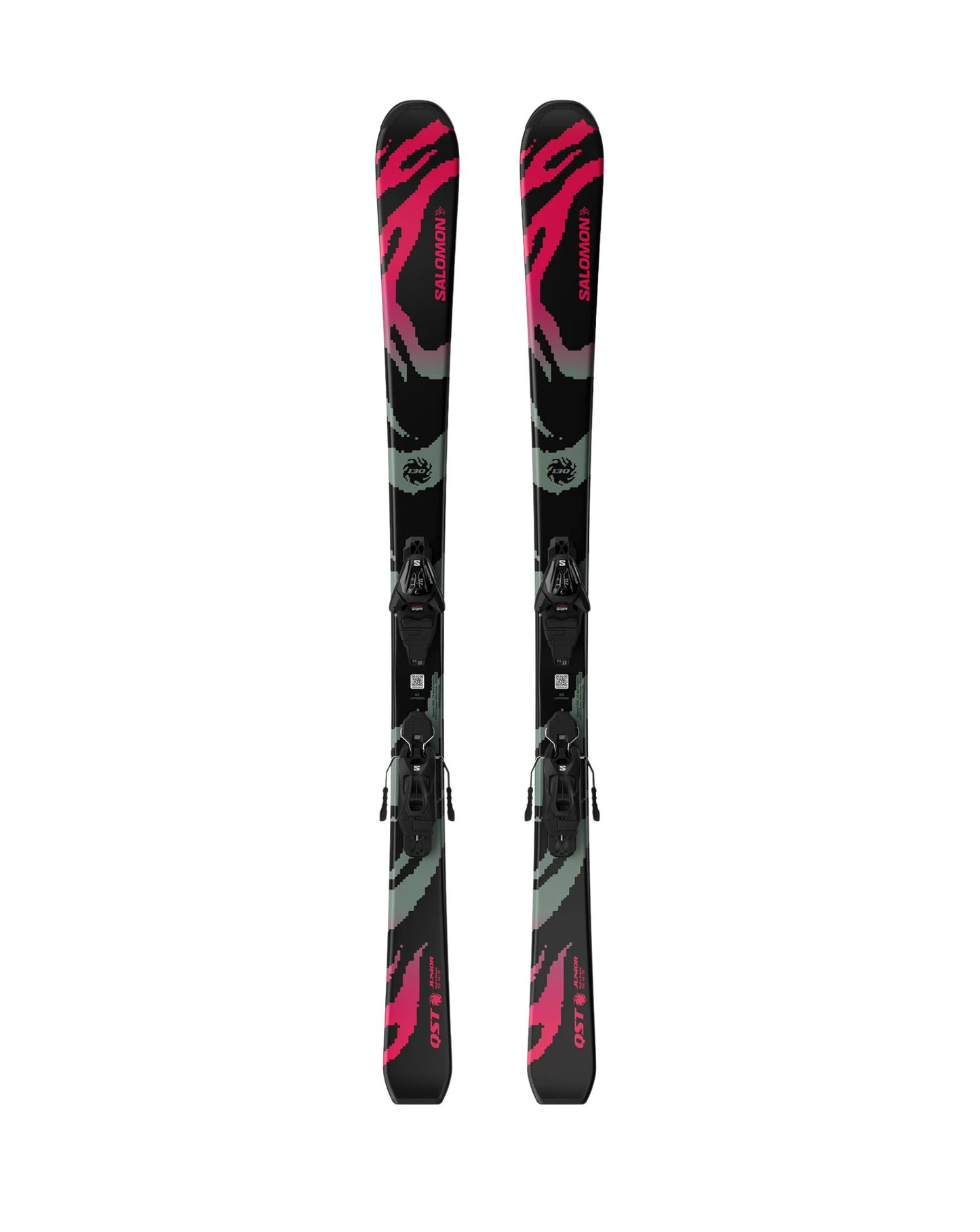 Salomon QST M Junior Skis + L6 GW - Black/Neon Punch