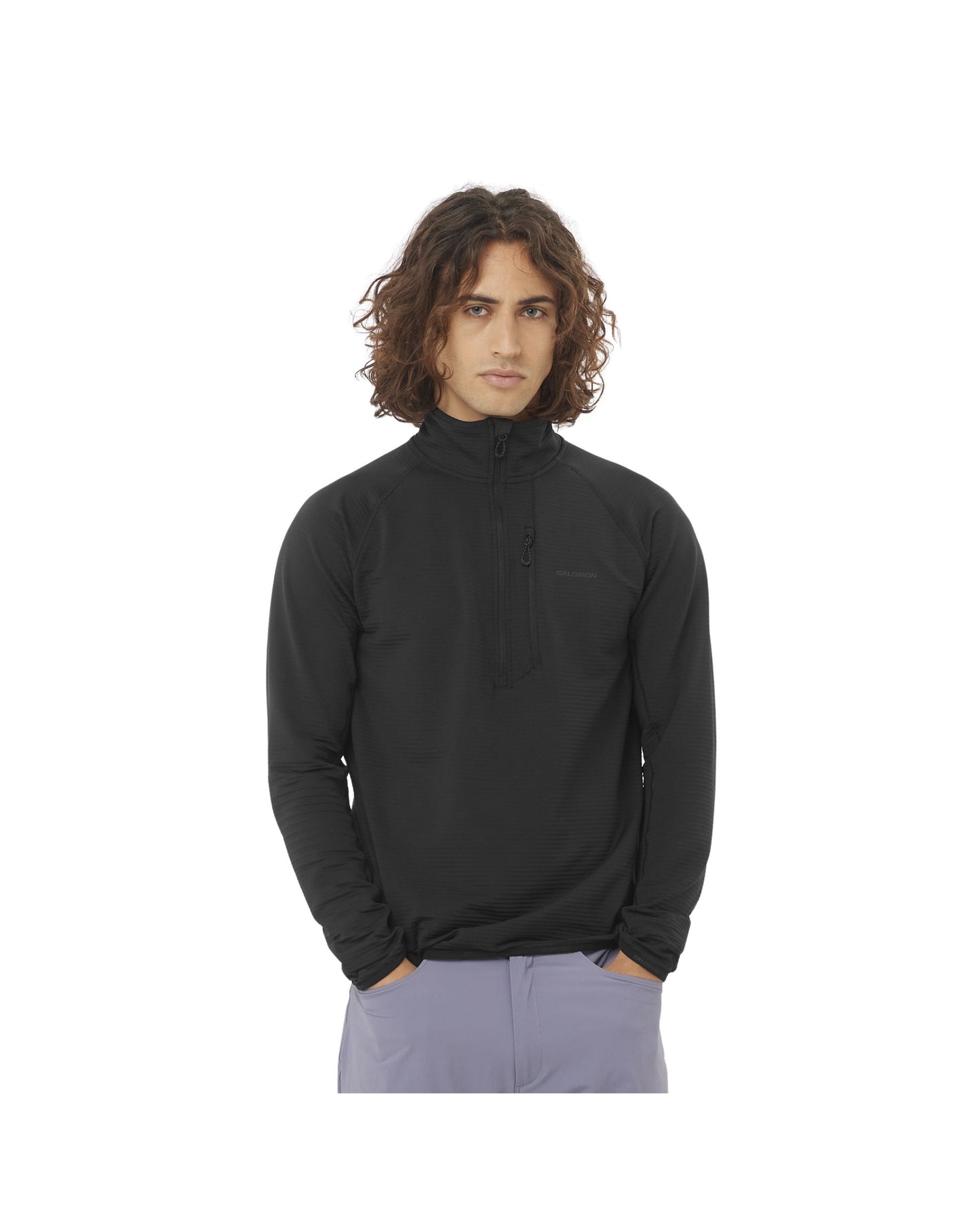 Salomon Men's Essential Lightwarm 1/2 Zip Mid Layer - Deep Black