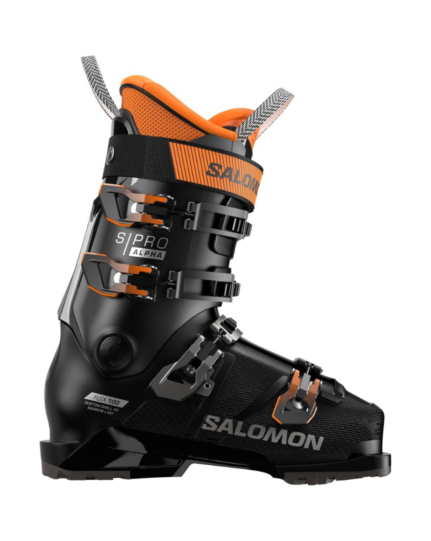 Salomon S/Pro Alpha 100 Ski Boots - Black + Dark Grey Metal + Orange Tiger