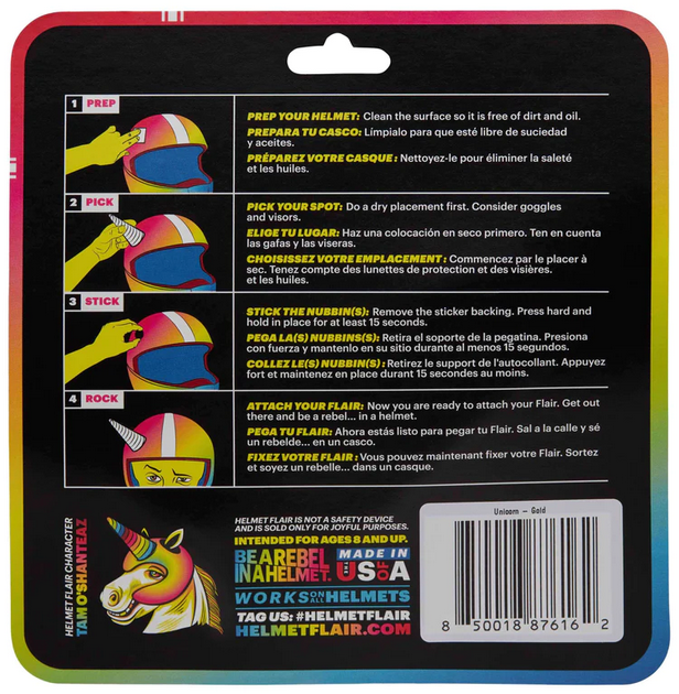 Helmet Flair MagNeatOhz Unicorn Horn - Gold