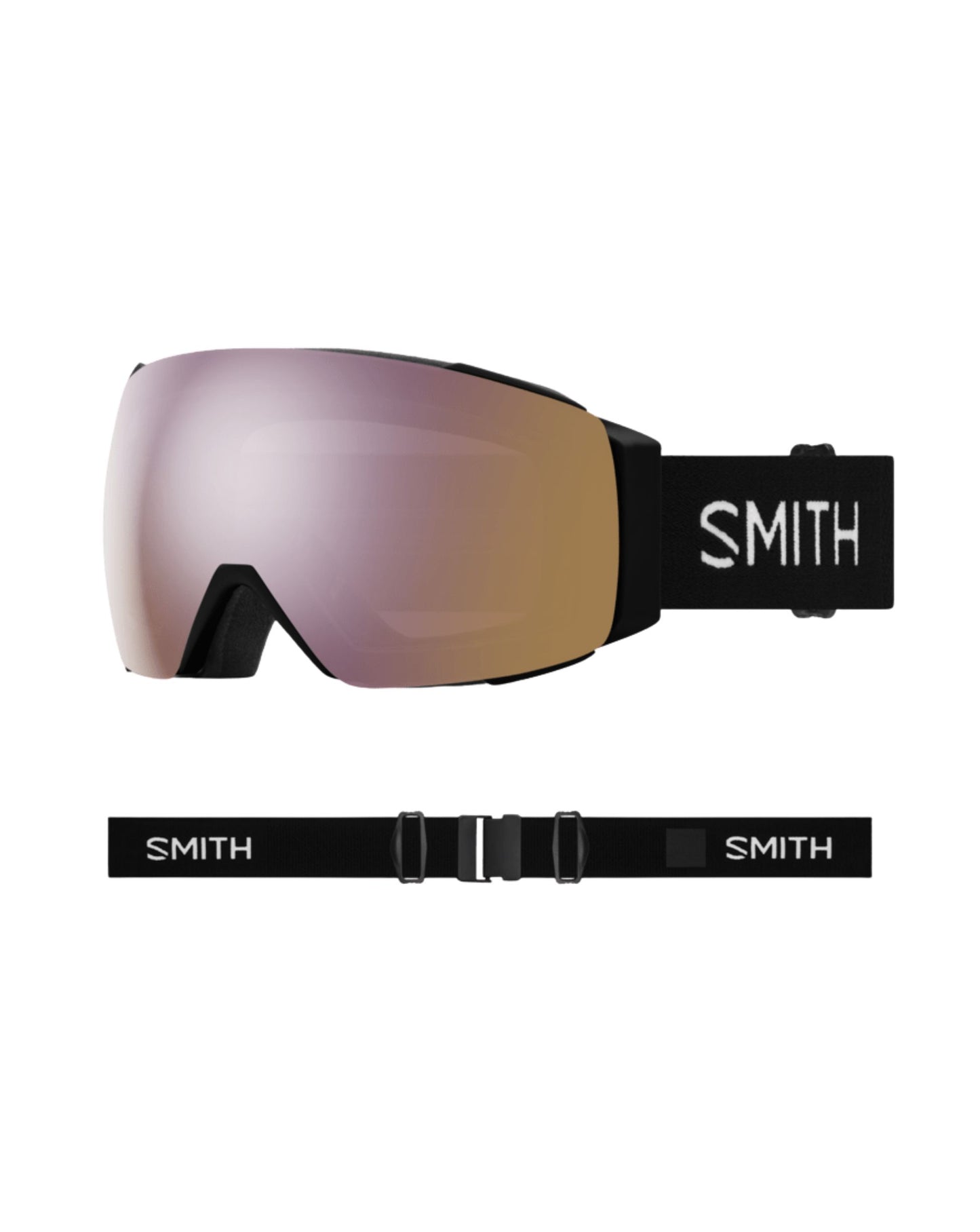 Smith IO Mag Ski Goggles - Black + ChromaPop Everyday Rose Gold Mirror Lens