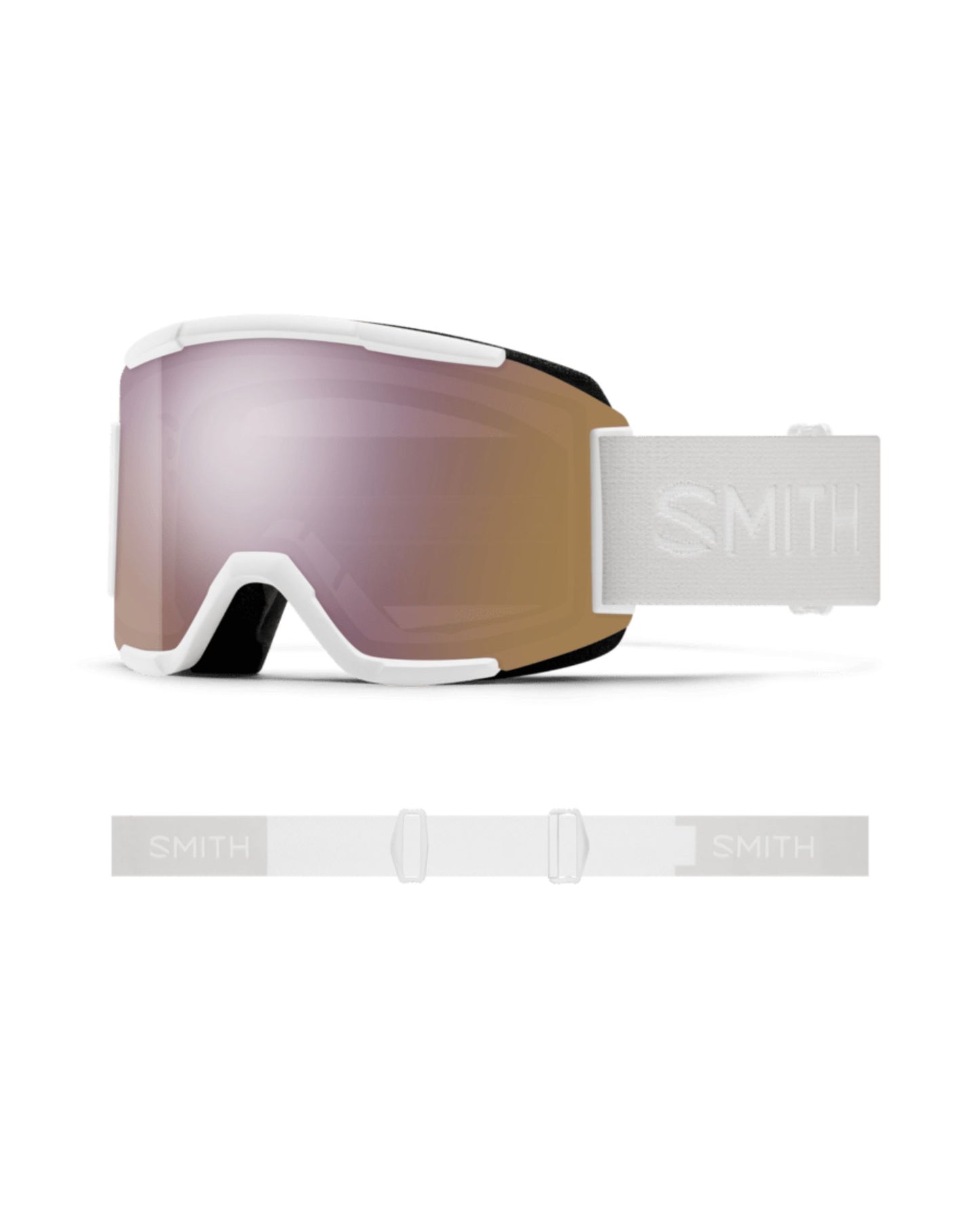 Smith Squad Ski Goggles - White Vapor + ChromaPop Everyday Rose Gold Mirror Lens