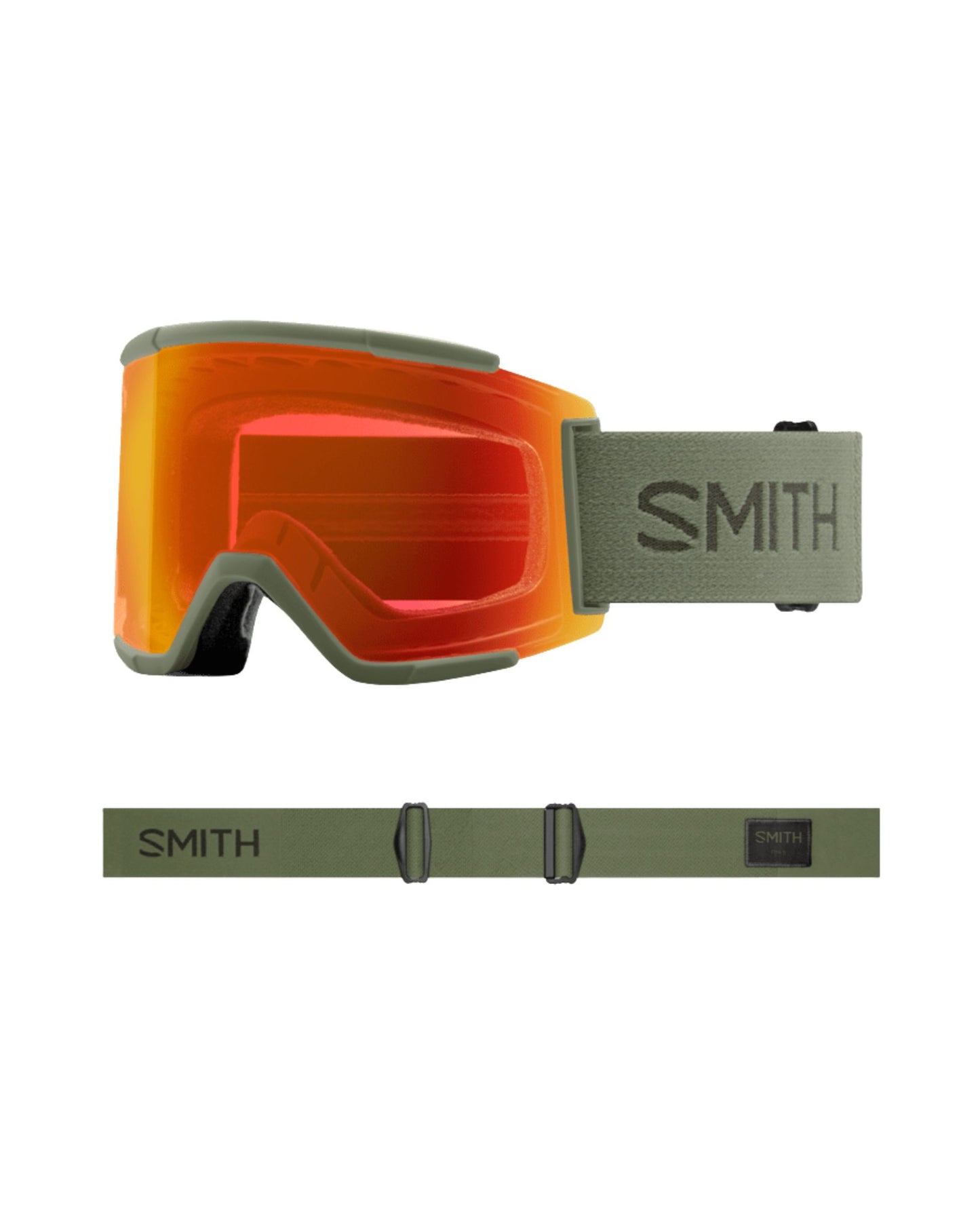 Smith Squad XL Ski Goggles - Fatigue Green + ChromaPop Everyday Red Mirror Lens