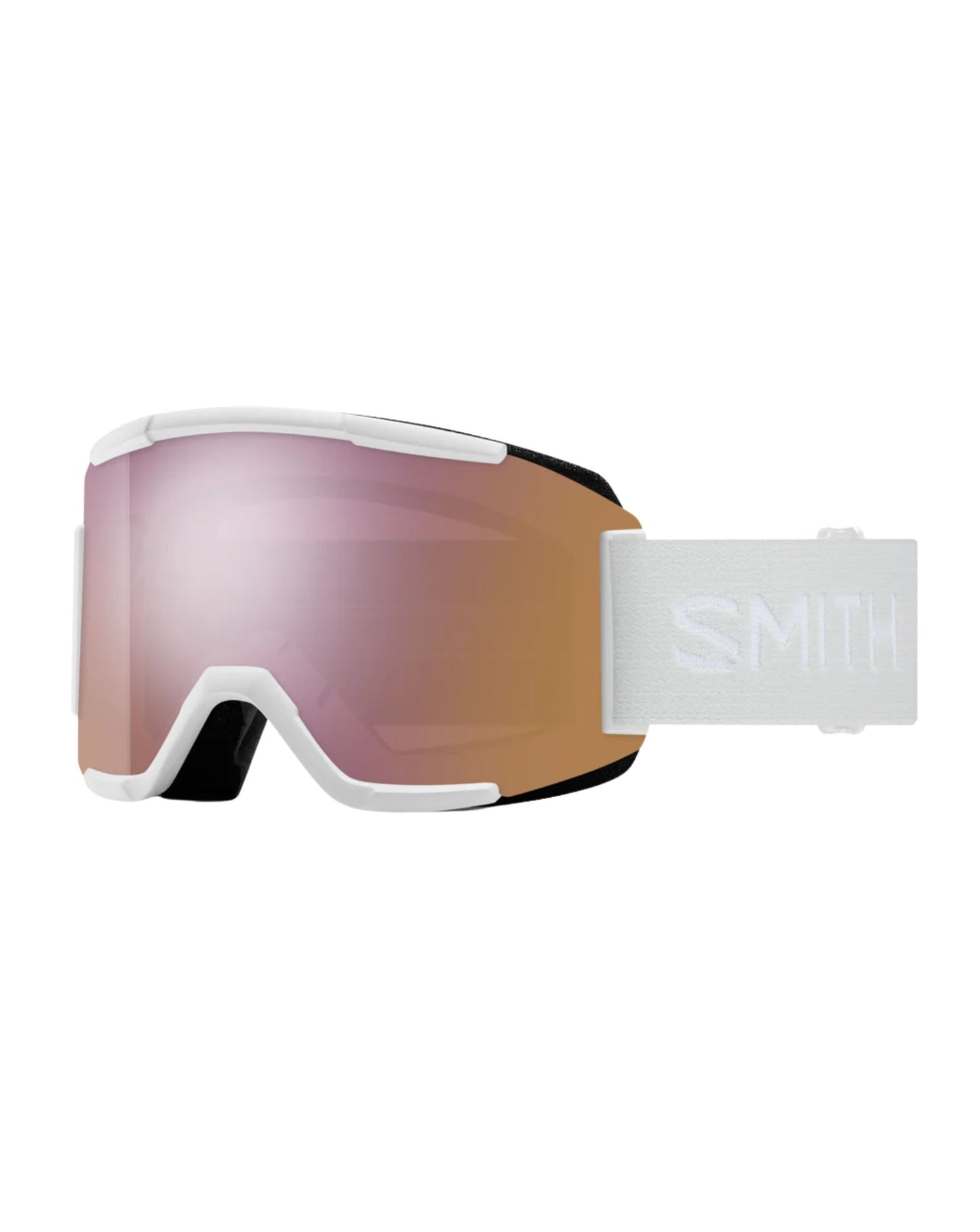 Smith Squad Low Bridge fit Ski Goggles - White Vapor + ChromaPop Everyday Rose Gold Mirror