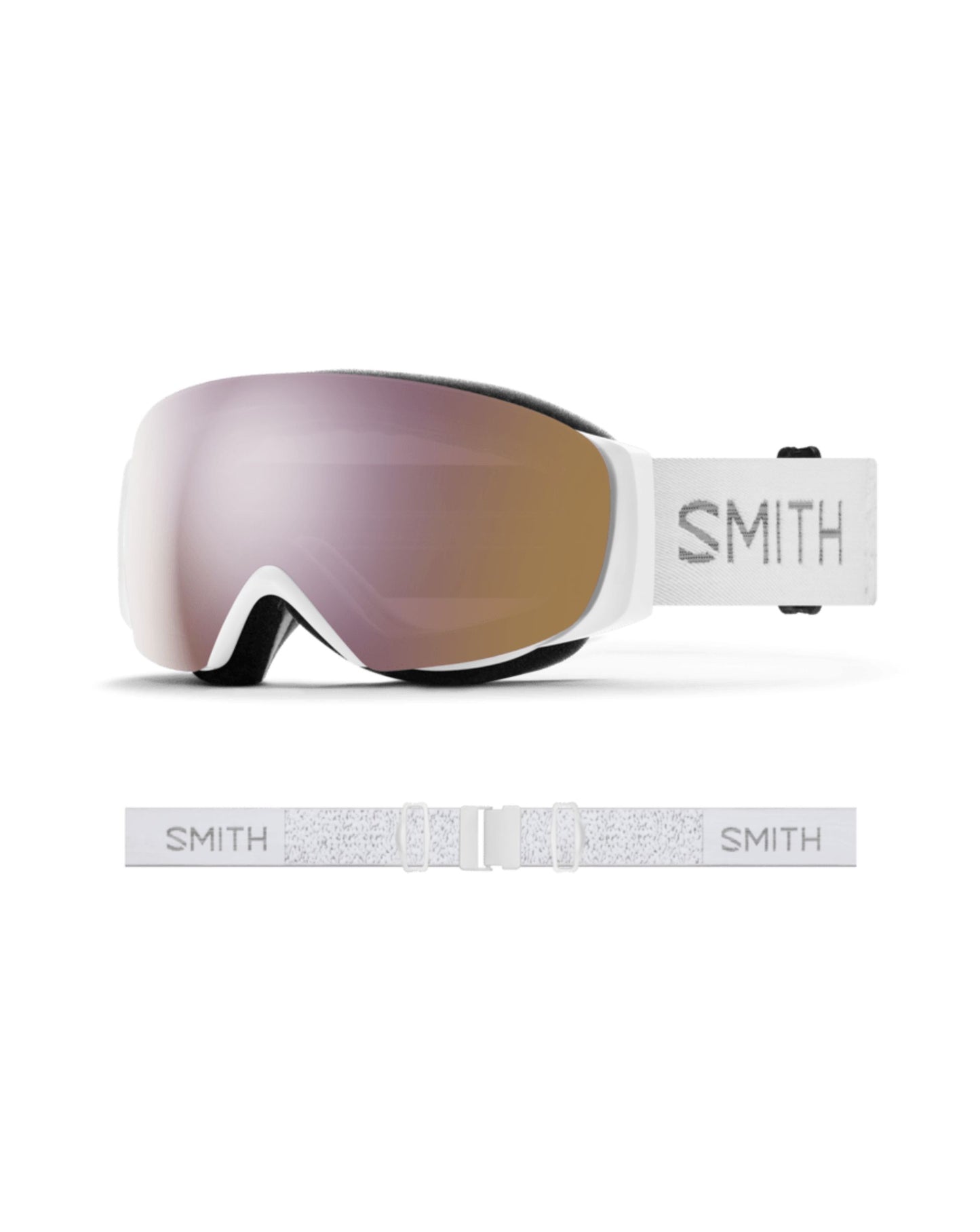 Smith IO Mag S Ski Goggles - White Chunky Knit + ChromaPop Everyday Rose Gold Mirror Lens