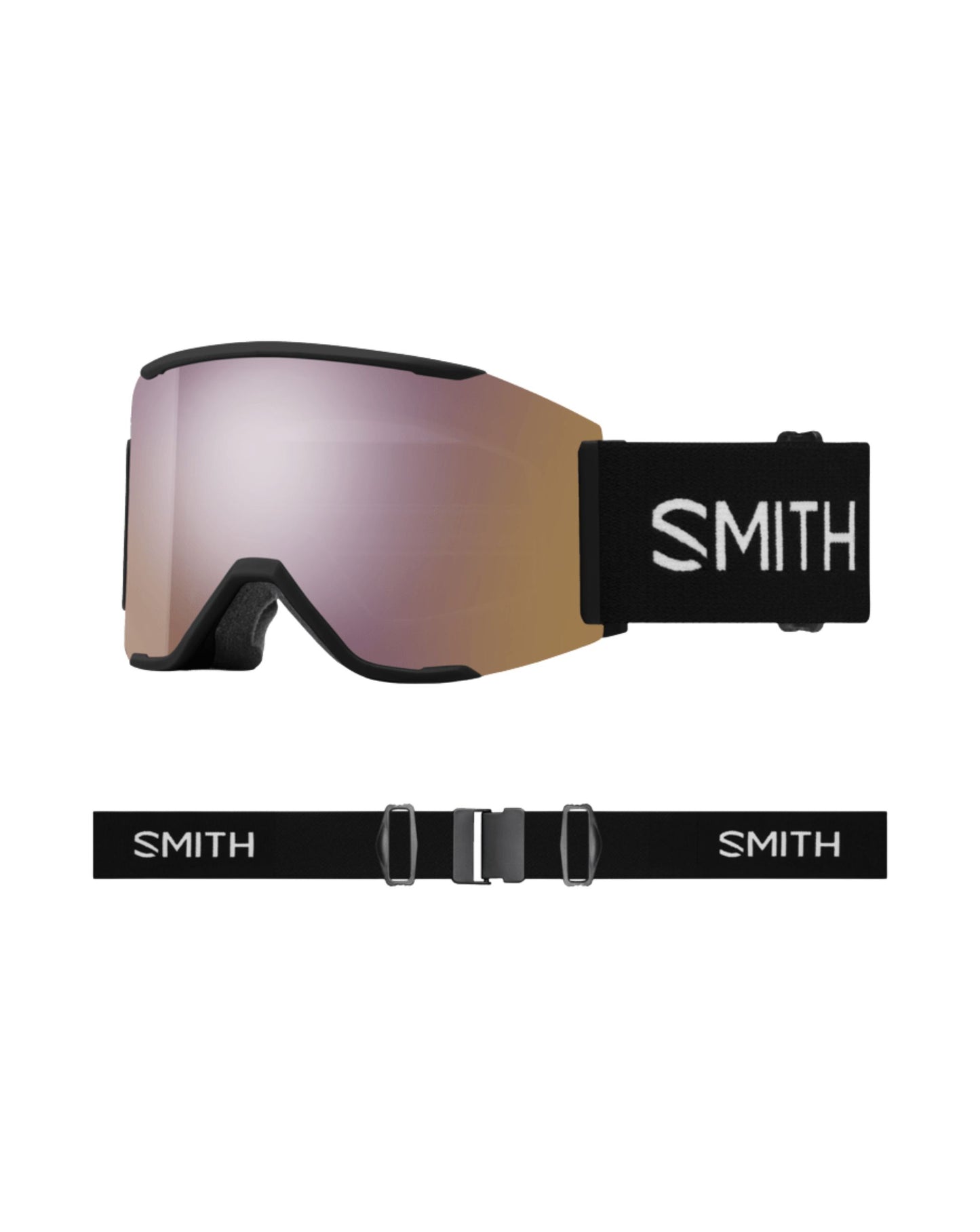 Smith Squad MAG Ski Goggles - Black + ChromaPop Everyday Rose Gold Mirror Lens