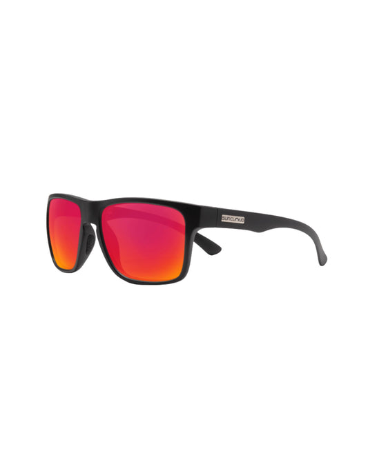 Suncloud Rambler Sunglasses - Matte Black + Polarized Red Mirror