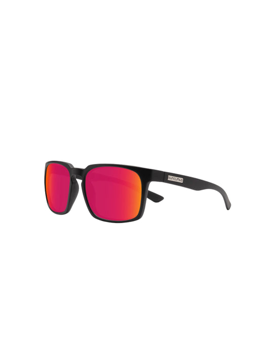 Suncloud Hundo Sunglasses - Matte Black + Polarized Red Mirror