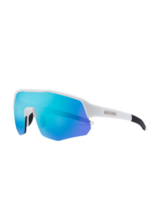 Suncloud Cadence Sunglasses - White + Polarized Blue Mirror Lens