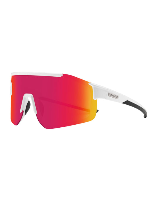Suncloud Domain Sunglasses - White + Polarized Red Mirror