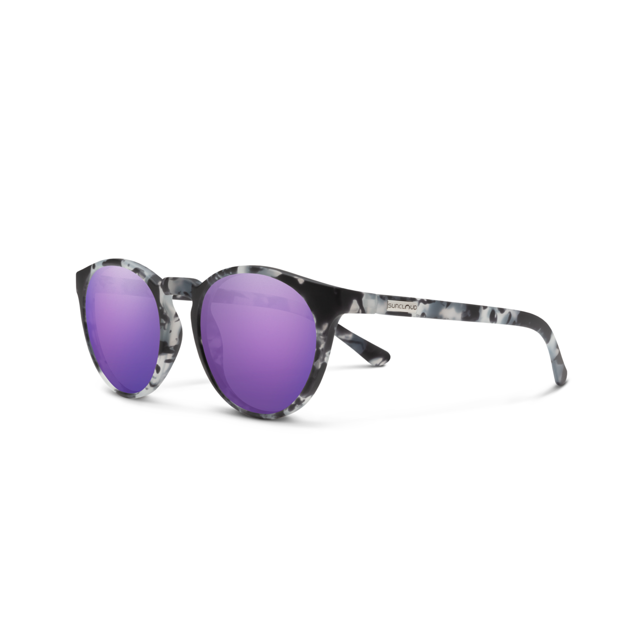 Suncloud Metric Sunglasses - Matte Ice Tortoise + Polarized Purple Mirror Lens