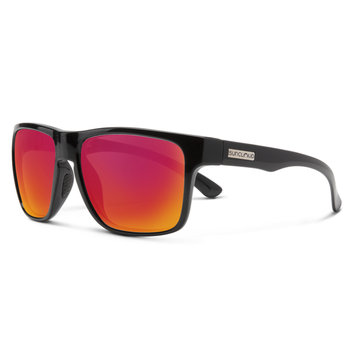 Suncloud Rambler Sunglasses - Black + Polarized Red Mirror Lens