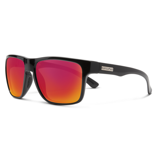 Suncloud Rambler Sunglasses - Black + Polarized Red Mirror Lens