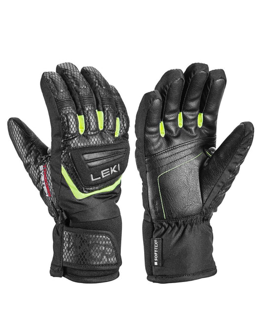 Leki Junior WCR Team 3D Ski Gloves - Black / Ice Lemon