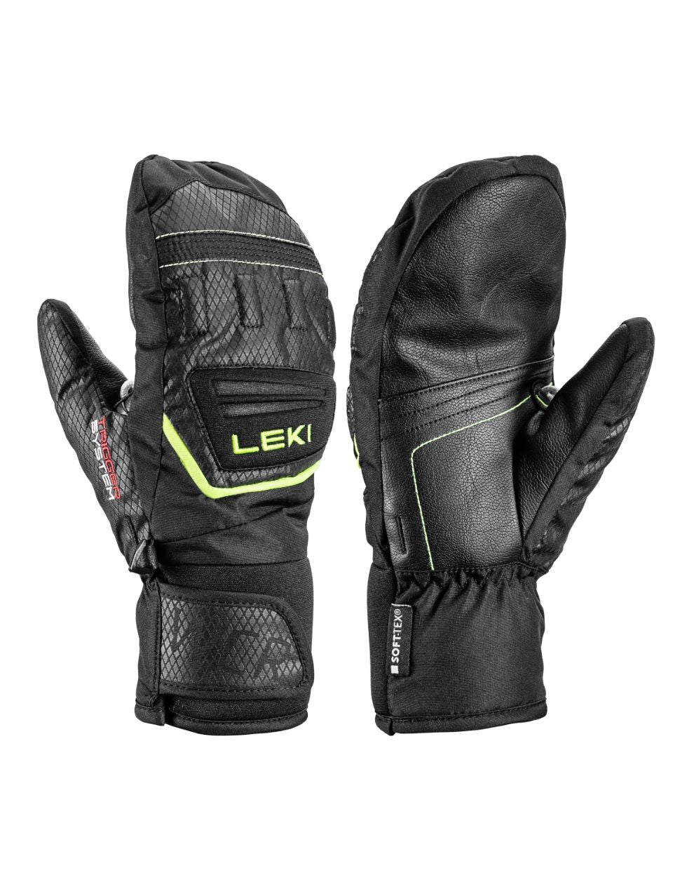 Leki Junior WCR Team 3D Mitts - Black / Ice Lemon