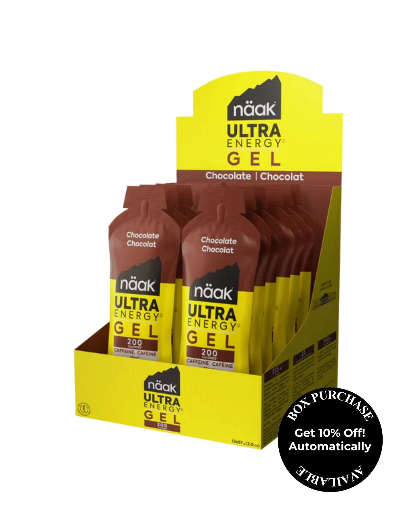 Naak Energy Gel Chocolate + Caffeine 57g (Box Purchase Available)