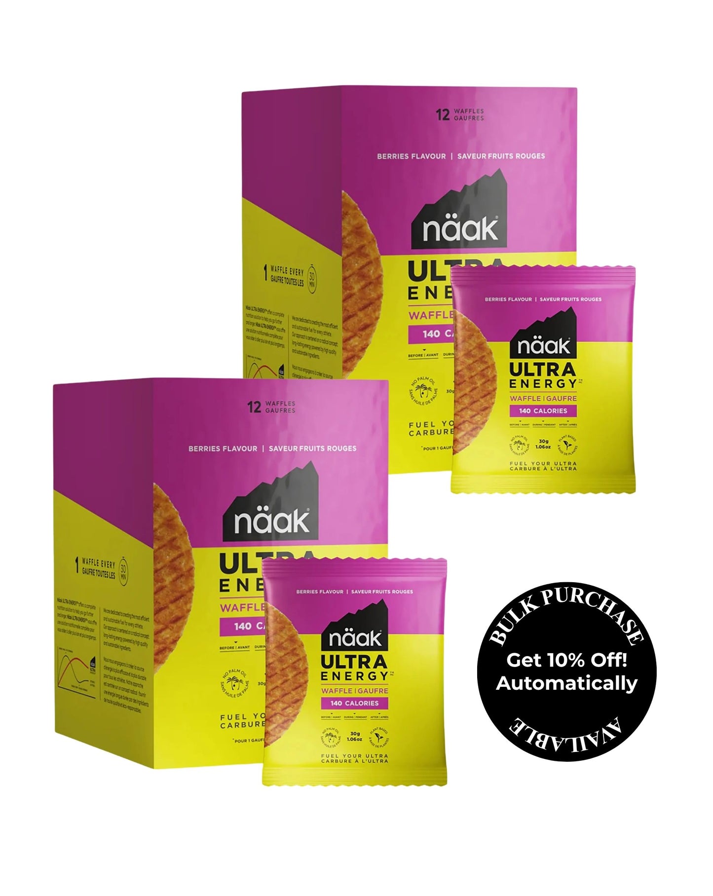 Naak Energy Waffle - Berries 30g