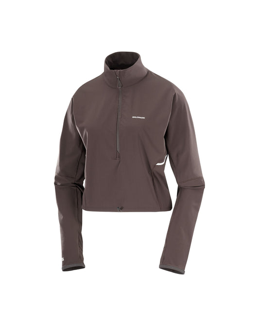 Salomon Women's Sense Aero Hybrid Crop Pullover - Coffee Bean