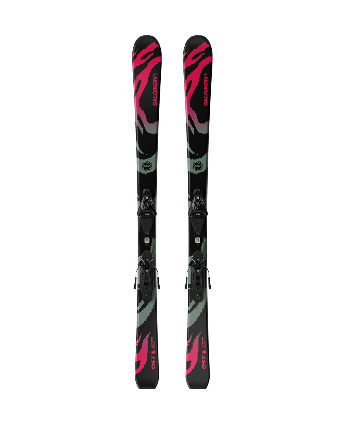 Salomon QST M Junior Skis + L6 GW - Black/Neon Punch