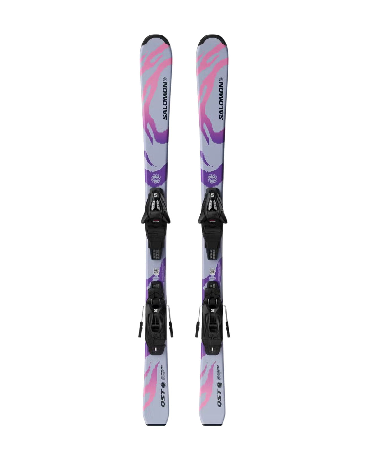 Salomon QST S Junior Skis + C5 GW - Cosmic Sky/Pastel Pink