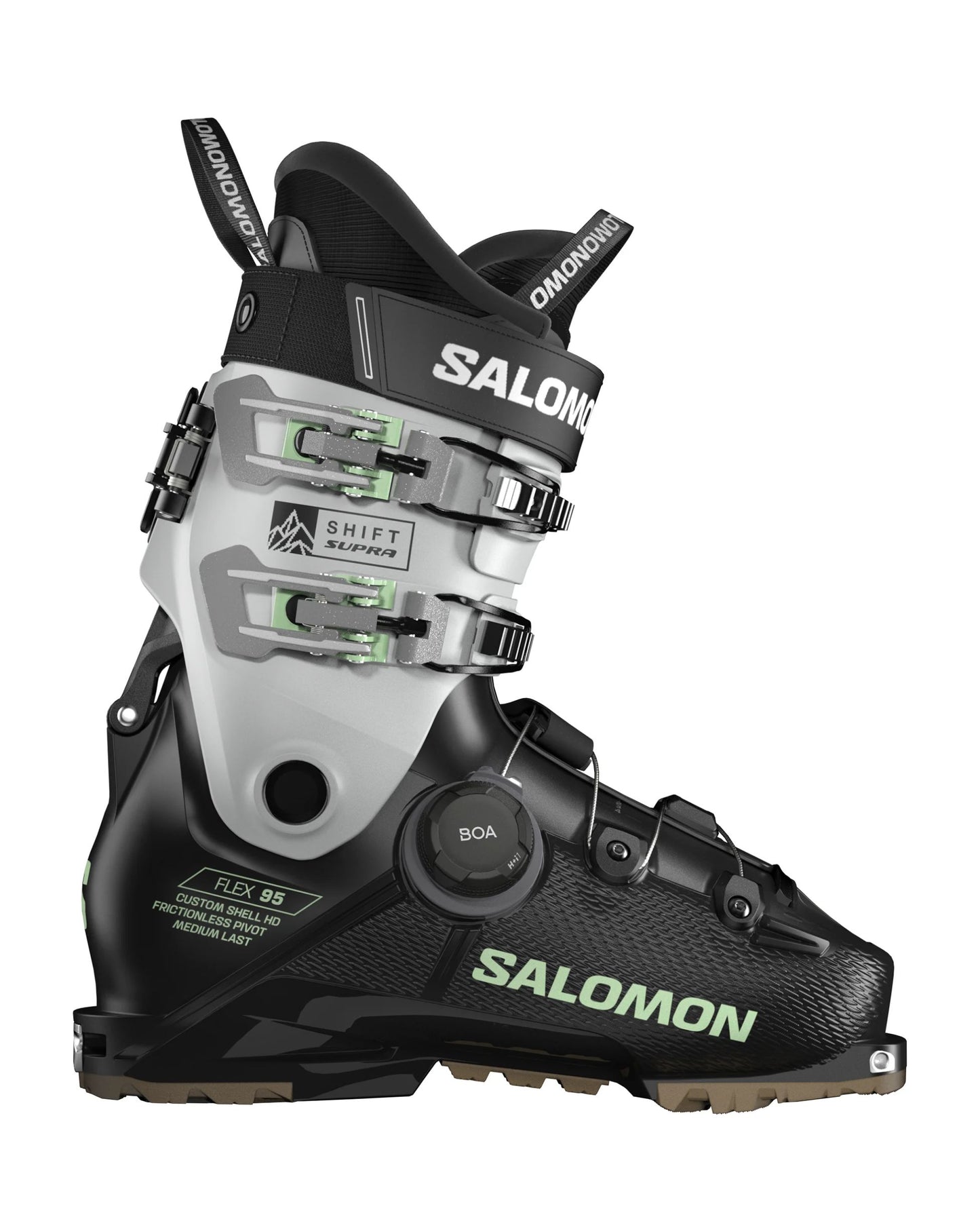 Salomon Shift Supra Boa 95 Women's Ski Boots - Black/Cool Grey/Patina Green