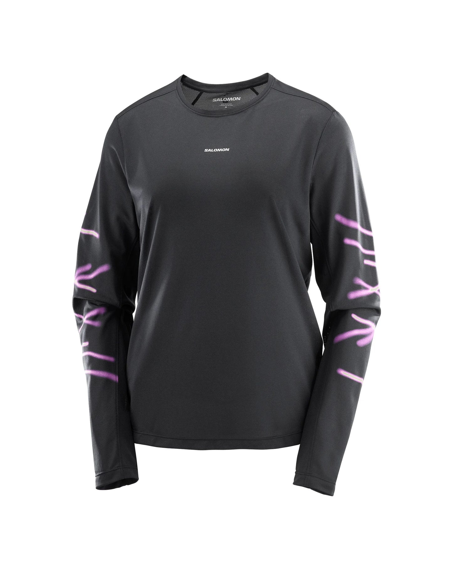 Salomon Women's SHAKEout Core Long Sleeve GFX Tee - Deep Black