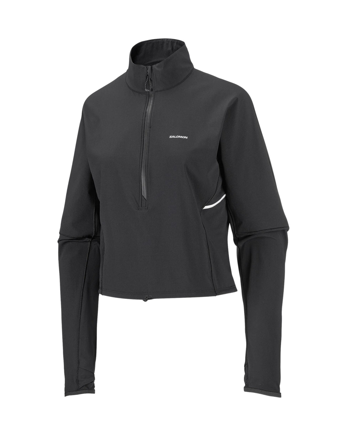 Salomon Women's Sense Aero Hybrid Crop Pullover - Deep Black
