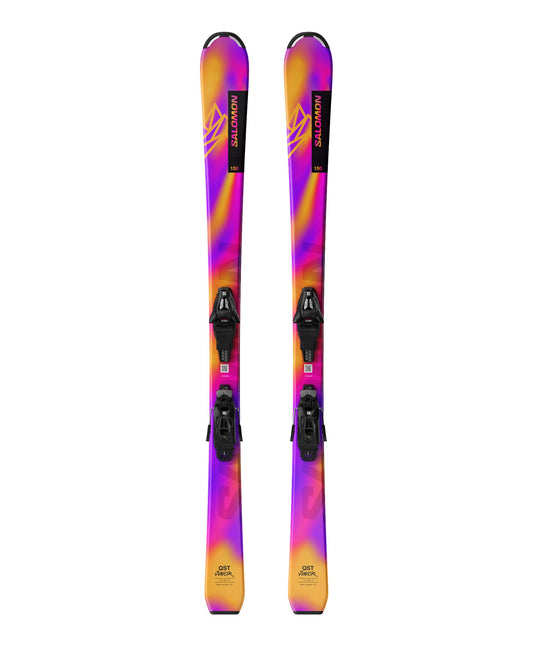 Salomon Lux Jr S + C5 GW Junior Skis - Rhodamine Red