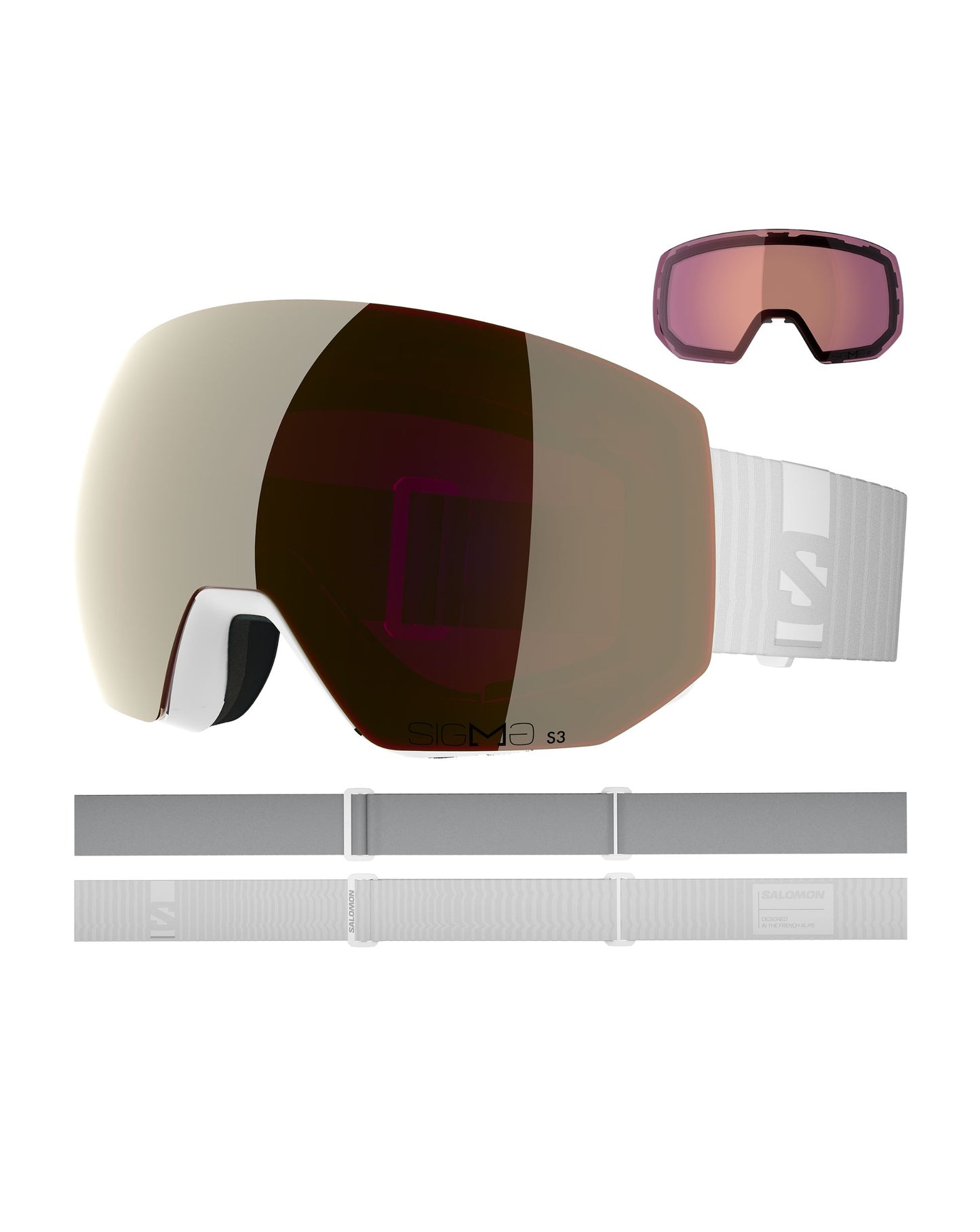 Salomon Radium Pro Sigma Ski Goggles - WHITE/Black Gold/Light Blue