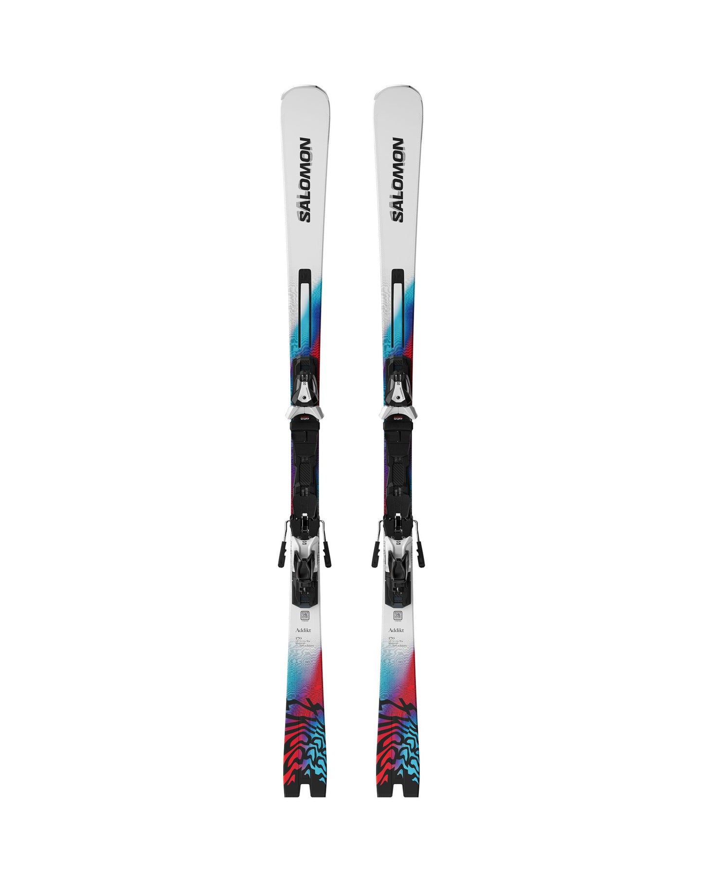 Salomon Addikt + MI12 Skis - White/Neon Blue