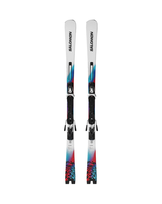 Salomon Addikt + MI12 Skis - White/Neon Blue