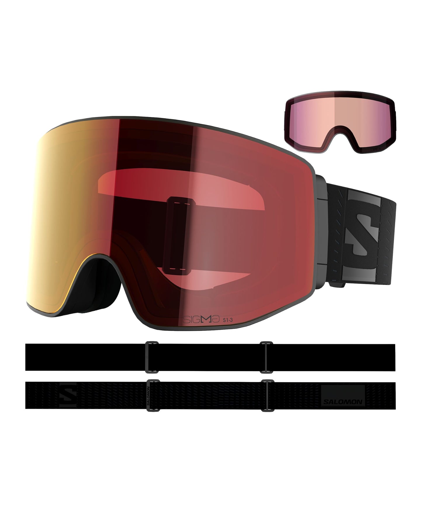 Salomon Sentry Prime Sigma Photochromic Ski Goggles(and Extra Lens) - Black/Poppy Red