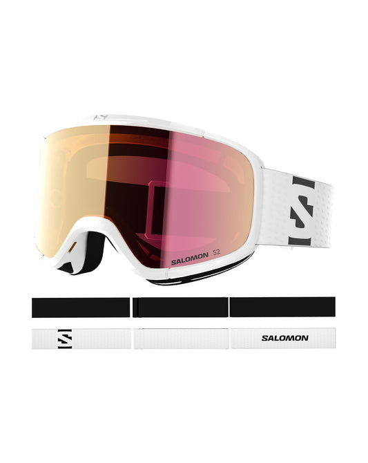 Salomon Lumi Junior Ski Goggles - White / Ruby