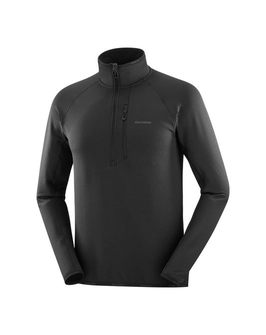 Salomon Men's Essential Lightwarm 1/2 Zip Mid Layer - Deep Black