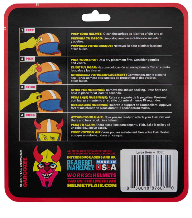 Helmet Flair MagNeatOhz Large Devil Horns - Gold