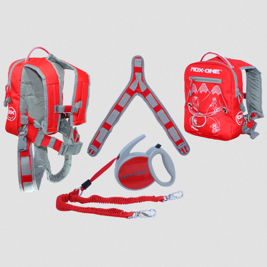 MDXONE Backpack Ski Harness + Leash - Red
