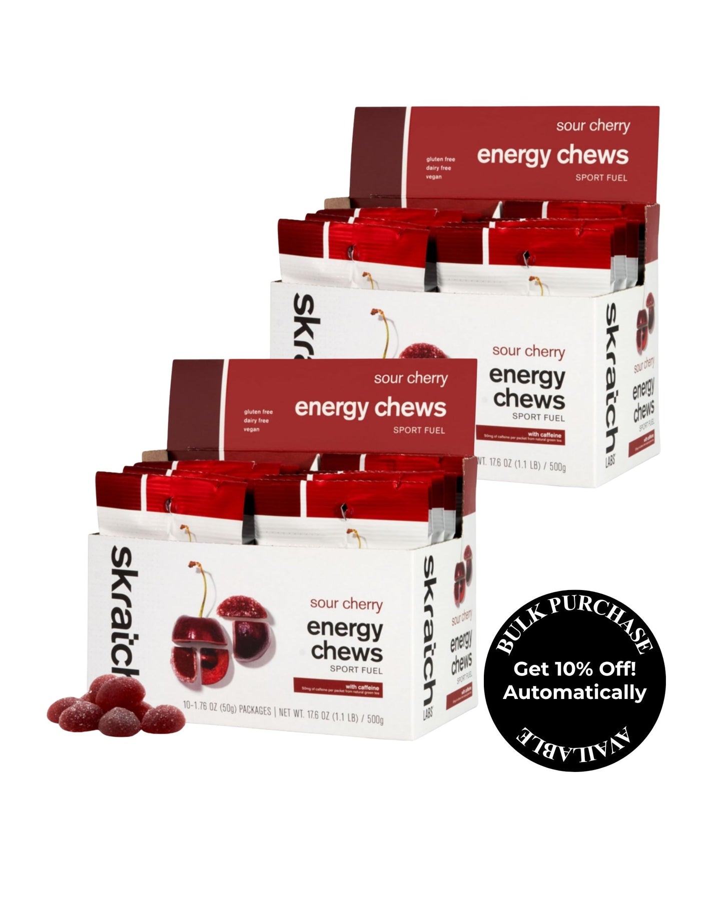 Skratch Labs Energy Chews - Sour Cherry 50g (50mg Caffeine)