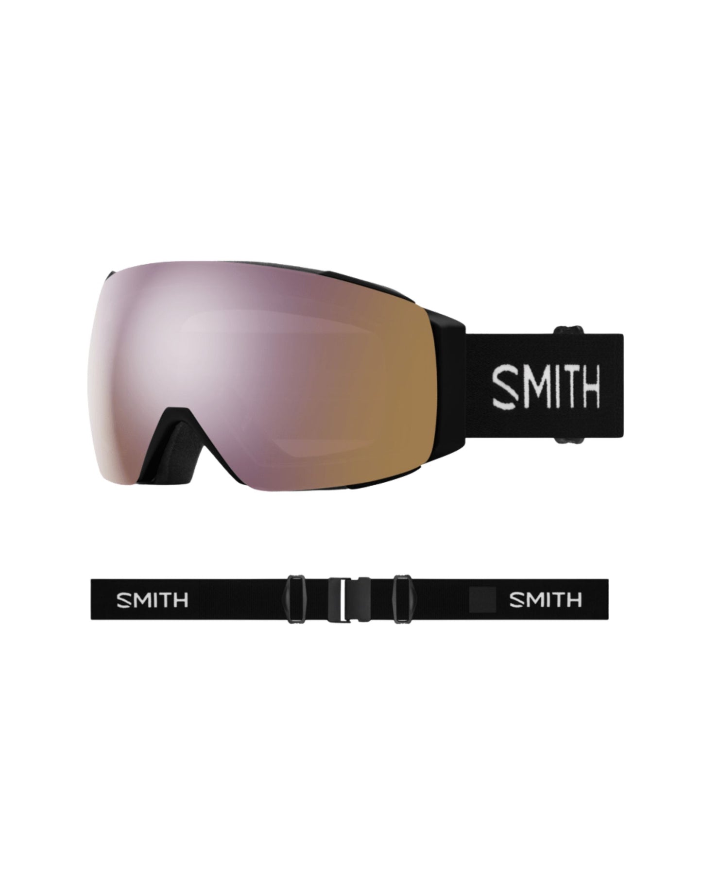 Smith IO Mag Ski Goggles - Black + ChromaPop Everyday Rose Gold Mirror Lens