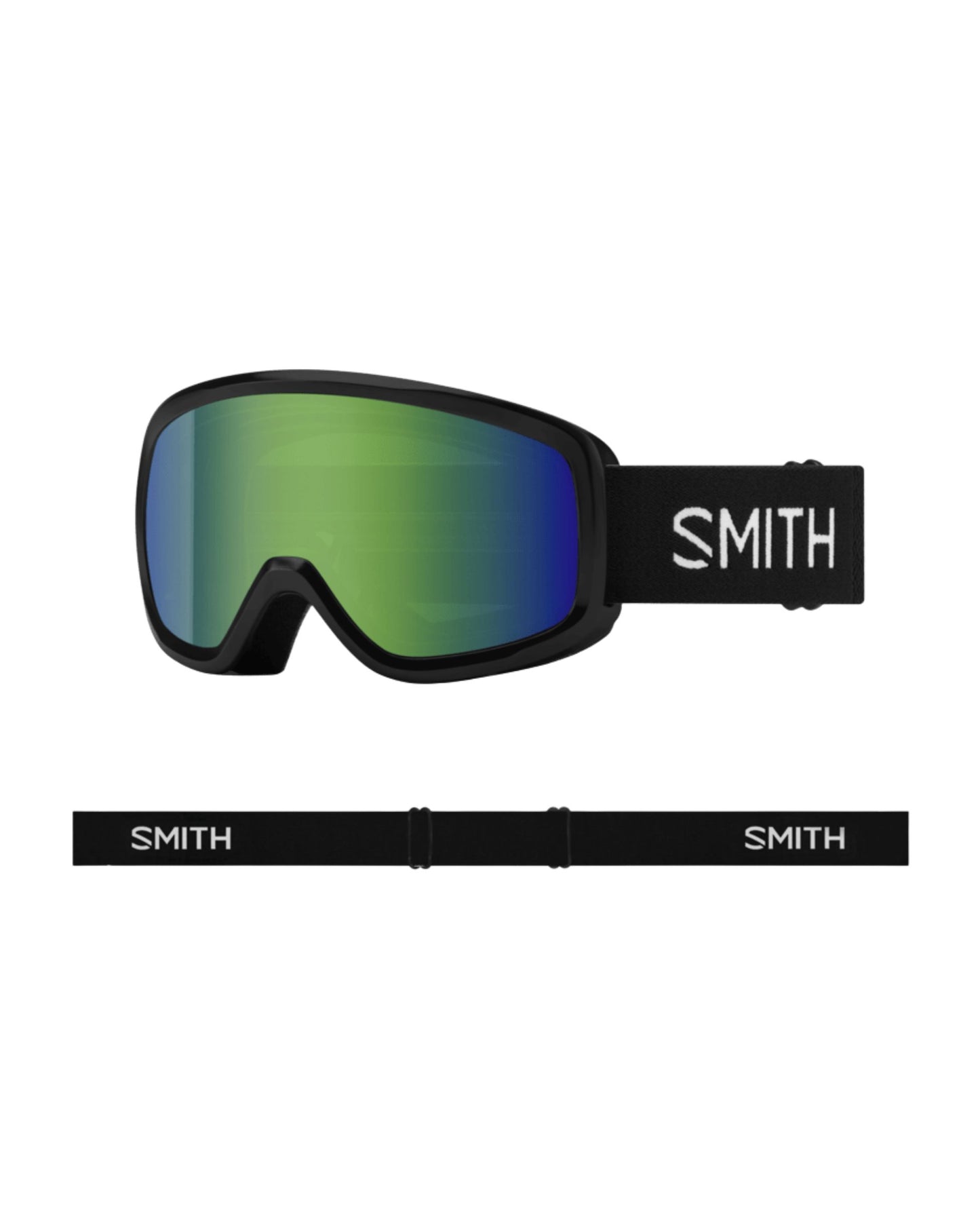 Smith Snowday Junior Ski Goggles - Black + Green Sol-X Mirror