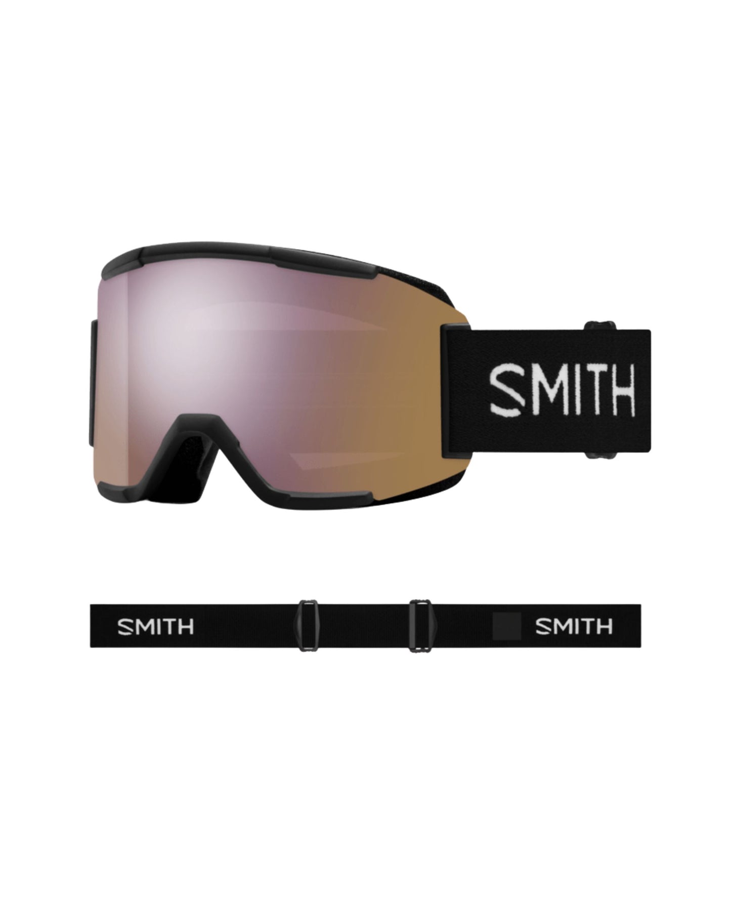 Smith Squad Ski Goggles - Black + ChromaPop Everyday Rose Gold Mirror Lens