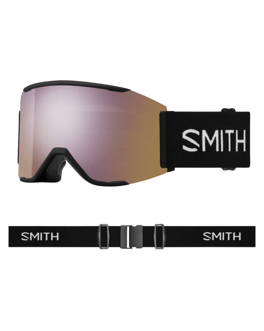 Smith Squad MAG Ski Goggles - Black + ChromaPop Everyday Rose Gold Mirror Lens