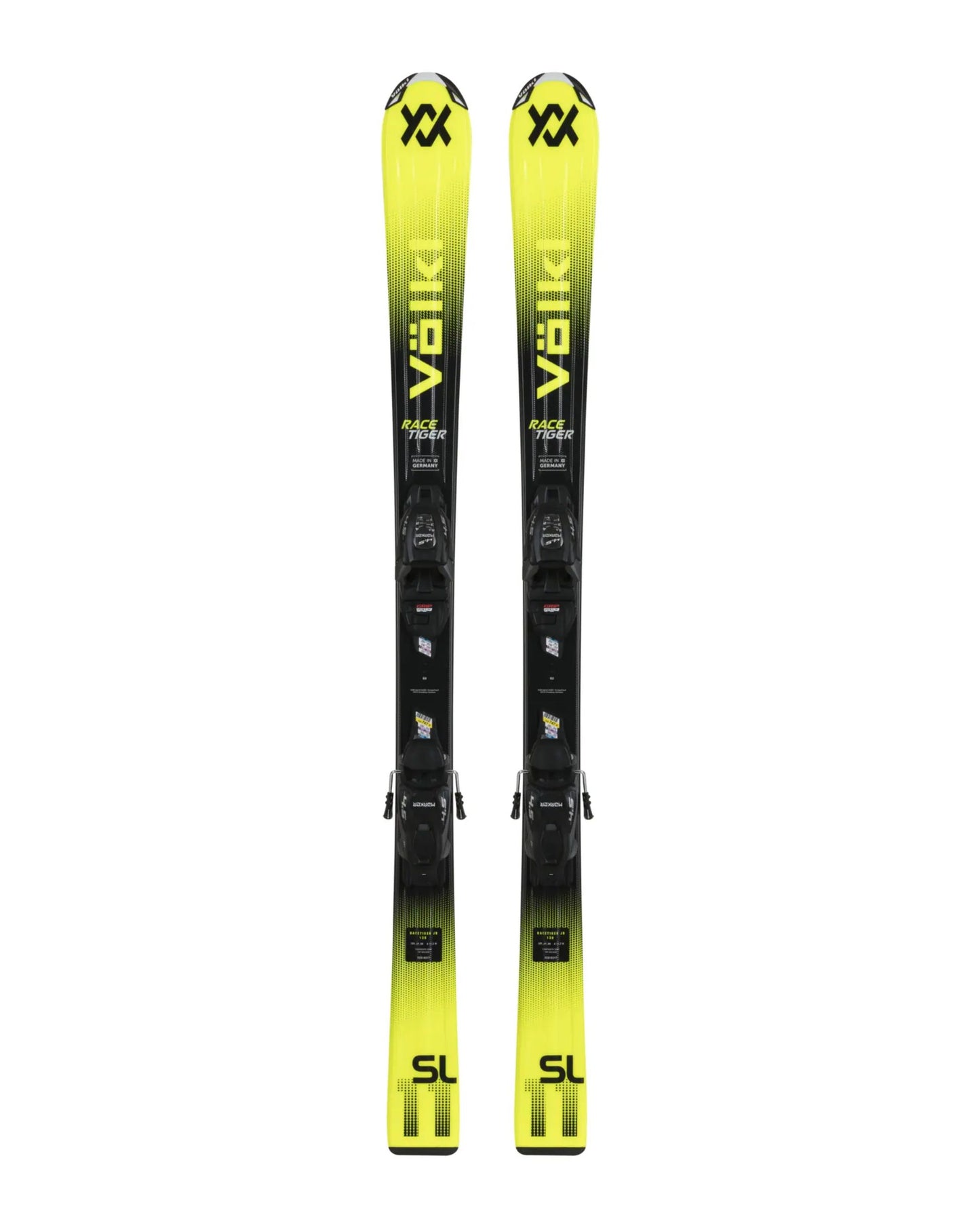 Volkl RaceTiger Yellow Junior Skis + 7.0 VMotion
