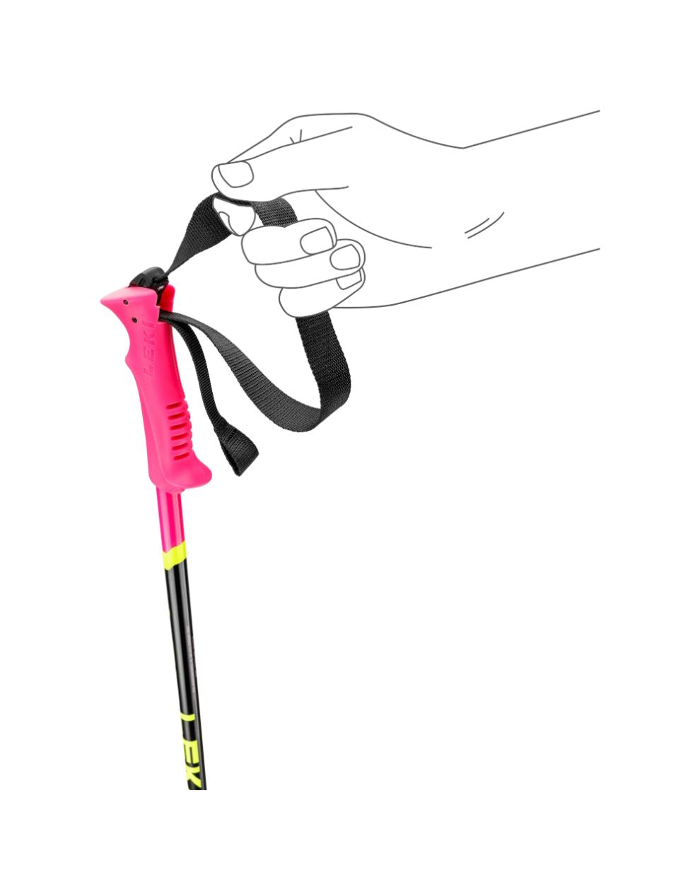 Leki Racing Junior Ski Poles - Neon Pink/Black