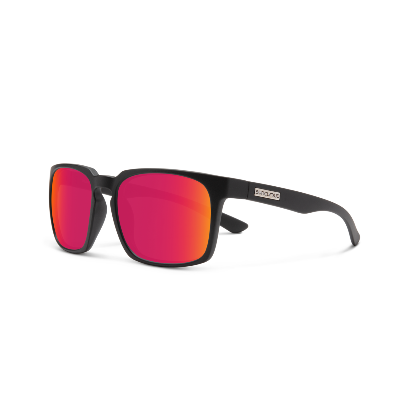Suncloud Hundo Sunglasses - Matte Black + Polarized Red Mirror