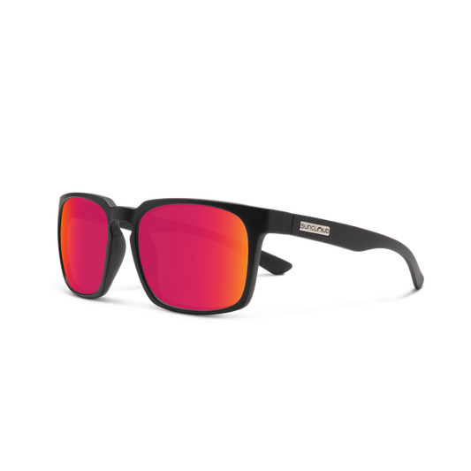 Suncloud Hundo Sunglasses - Matte Black + Polarized Red Mirror