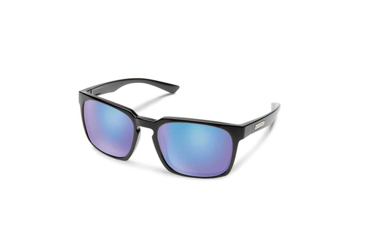 Suncloud Hundo Sunglasses - Black + Polarized Blue Mirror Lens