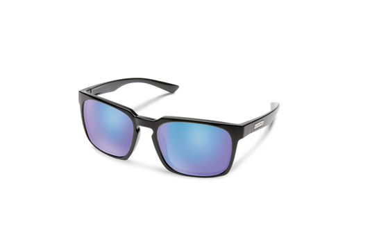 Suncloud Hundo Sunglasses - Black + Polarized Blue Mirror Lens