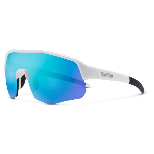 Suncloud Cadence Sunglasses - White + Polarized Blue Mirror Lens
