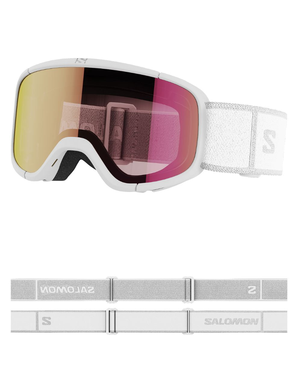 Salomon Lumi Junior Ski Goggles - White/Univ Ruby